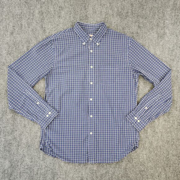 Brooks Brothers Shirt Mens XL Blue Gingham Plaid Red Fleece Long Sleeve Button - Picture 1 of 16